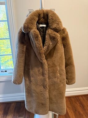 Mango Teddy Faux Fur Coat in Brown